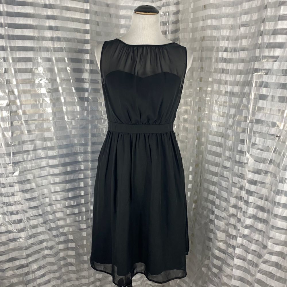 Tevolio Sheer Sweetheart Bust Black Dress